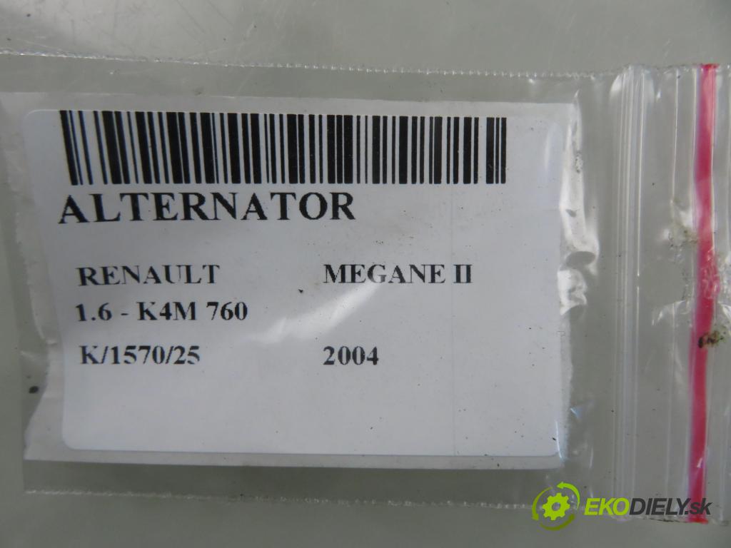 RENAULT MEGANE II sedan (LM0/1_) SEDAN 2004 0,00 1.6 - K4M 760 1598,00 Alternátor 8200100907 (Alternátor)