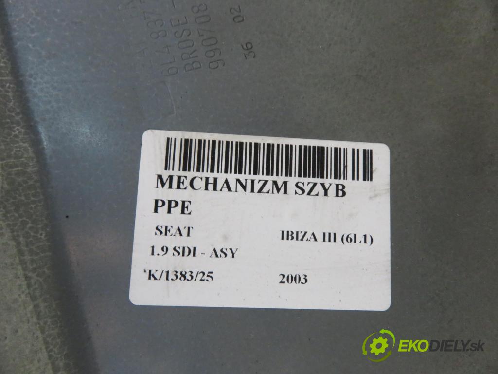 SEAT IBIZA III (6L1) HB 2003 47,00 1.9 SDI - ASY 1896,00 Mechanizmus okien 6L4837752AQ ; 6Q2959801A