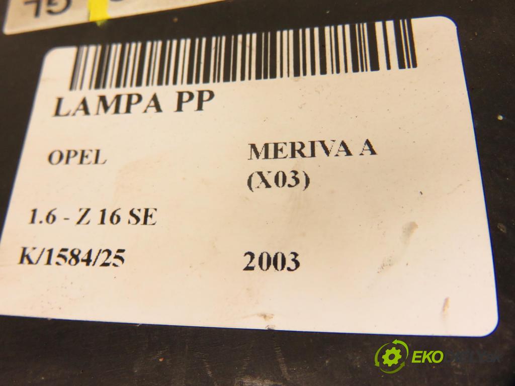 OPEL MERIVA A nadwozie wielkoprzestrzenne (MPV) (X03) HB 2003 64,00 1.6 - Z 16 SE 1598,00 Svetlo PP 93321053