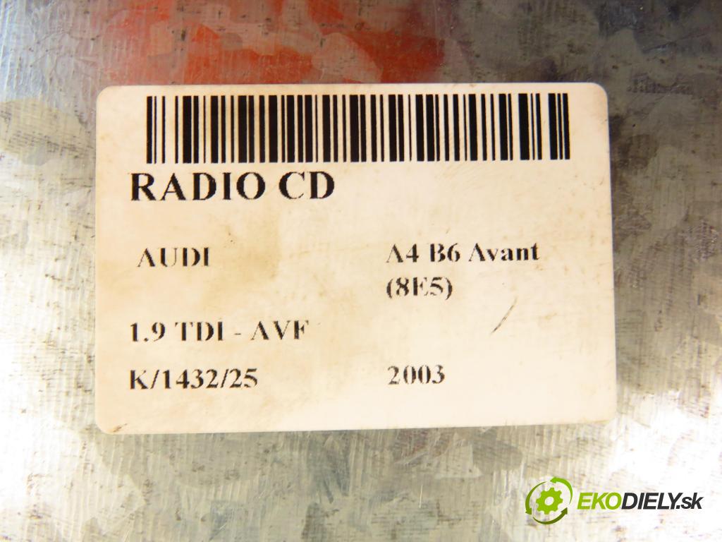 AUDI A4 Avant (8E5, B6) KOMBI 2003 96,00 1.9 TDI PD 130 - AVF 1896,00 RADIO CD