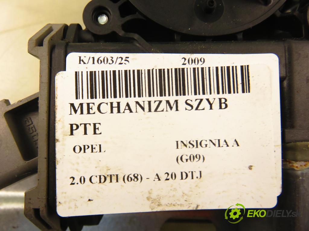 OPEL INSIGNIA A (G09) LIFTBACK 2009 96,00 2.0 CDTI (68) - A 20 DTJ 1956,00 Mechanizmus okien PTE 966593102 ; 966309102