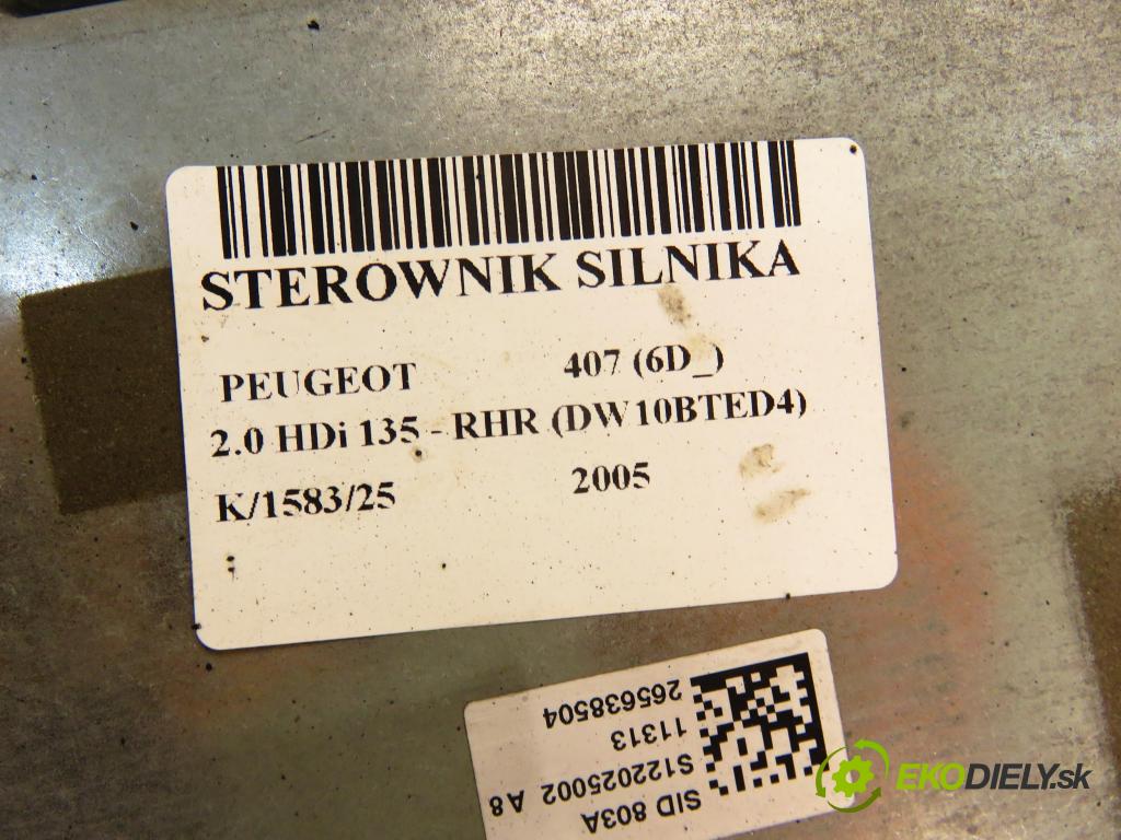 PEUGEOT 407 (6D_) SEDAN 2005 100,00 2.0 HDi 135 - RHR 1997,00 Riadiaca jednotka Motor SW9663007980 ; HW9655534080 ; 5WS40264GT