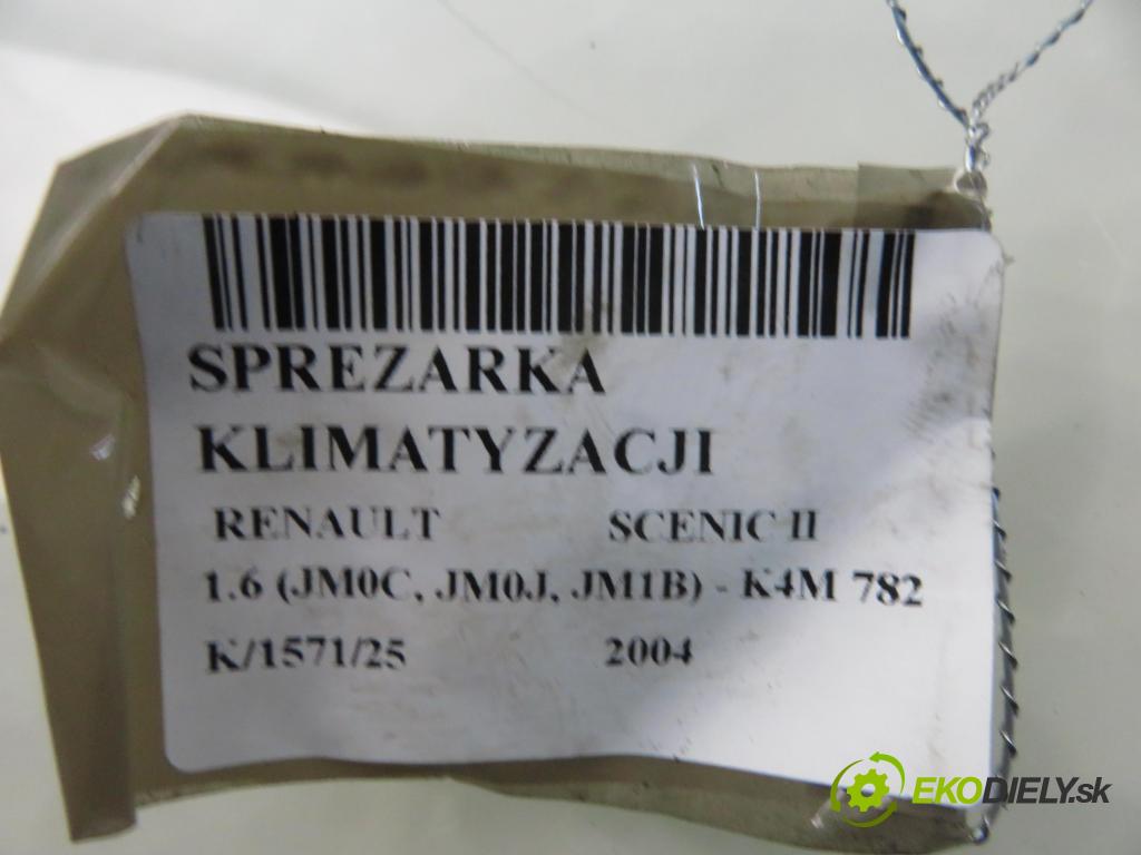 RENAULT SCENIC II (JM0/1_) MINIVAN 2004 83,00 1.6 (JM0C, JM0J, JM1B) - K4M 782 1598,00 KOMPRESOR: klimatizácie 8200316164 ; 01140017 (Kompresor klimatizácie)