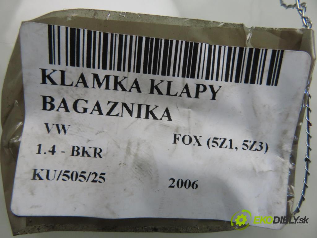 VW FOX (5Z1, 5Z3) HB 2006 55,00 1.4 - BKR 1390,00 zámok zámku kufor 5Z6827774 ; 5W6827774
