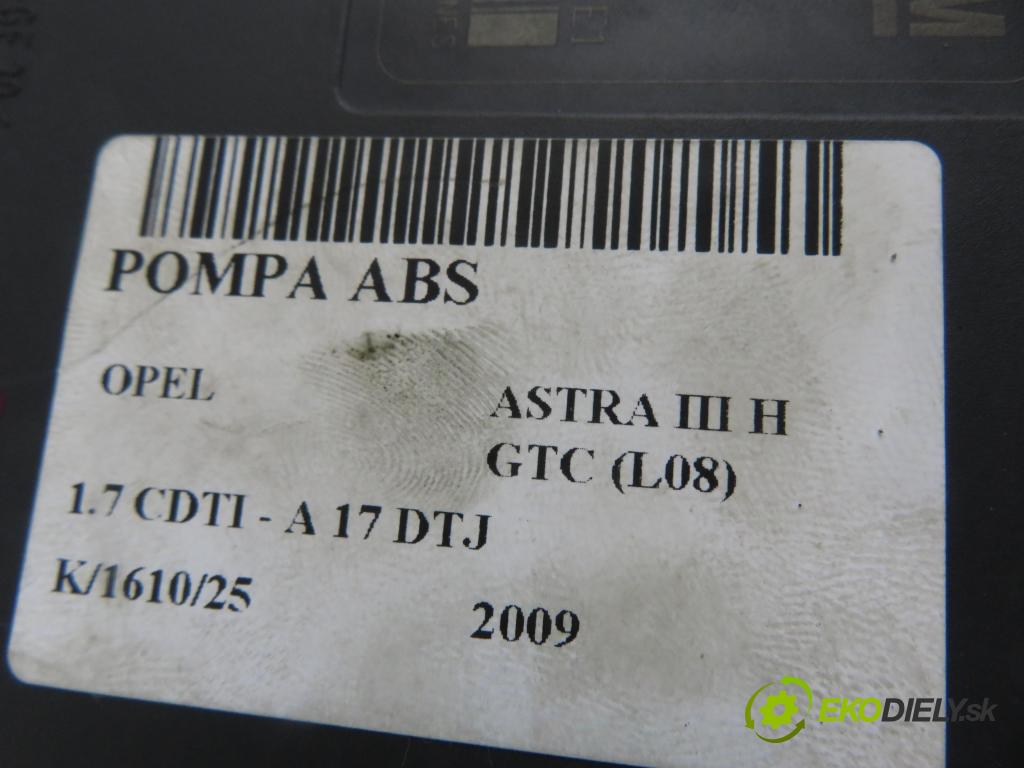 OPEL ASTRA H GTC (L08) HB 2009 81,00 1.7 CDTI - A 17 DTJ 1686,00 Pumpa ABS 10096005543 ; 13246535BL ; 10020602904 (Pumpa ABS)