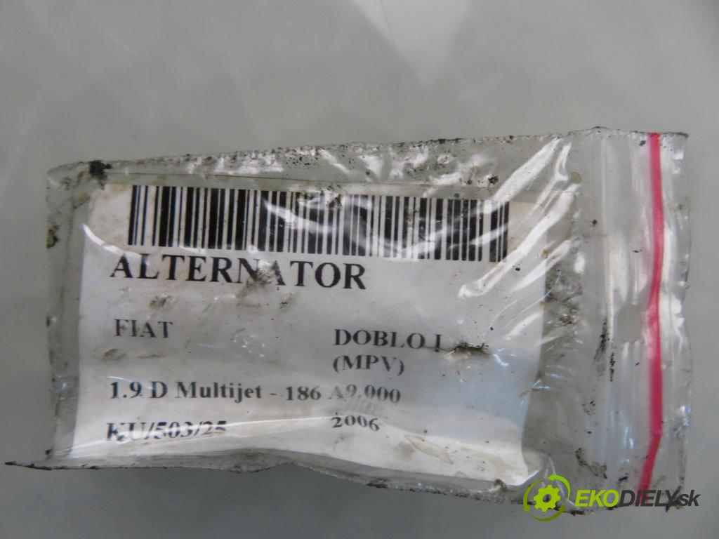 FIAT DOBLO nadwozie wielkoprzestrzenne (MPV) (119_, 223_) KOMBIVAN 2006 88,00 1.9 D Multijet - 186 A9.000 1910,00 Alternátor 46782213 ; 63321826 (Alternátor)