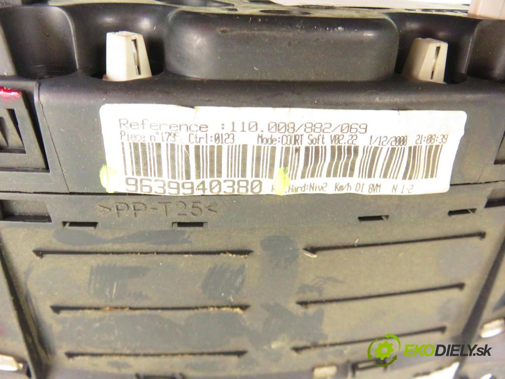 PEUGEOT 406 (8B) SEDAN 2001 66,00 2.0 HDI 90 - RHY (DW10TD) 1997,00 Prístrojovka elektrický 9639940380