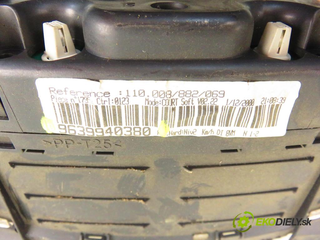 PEUGEOT 406 (8B) SEDAN 2001 66,00 2.0 HDI 90 - RHY (DW10TD) 1997,00 Prístrojovka elektrický 9639940380