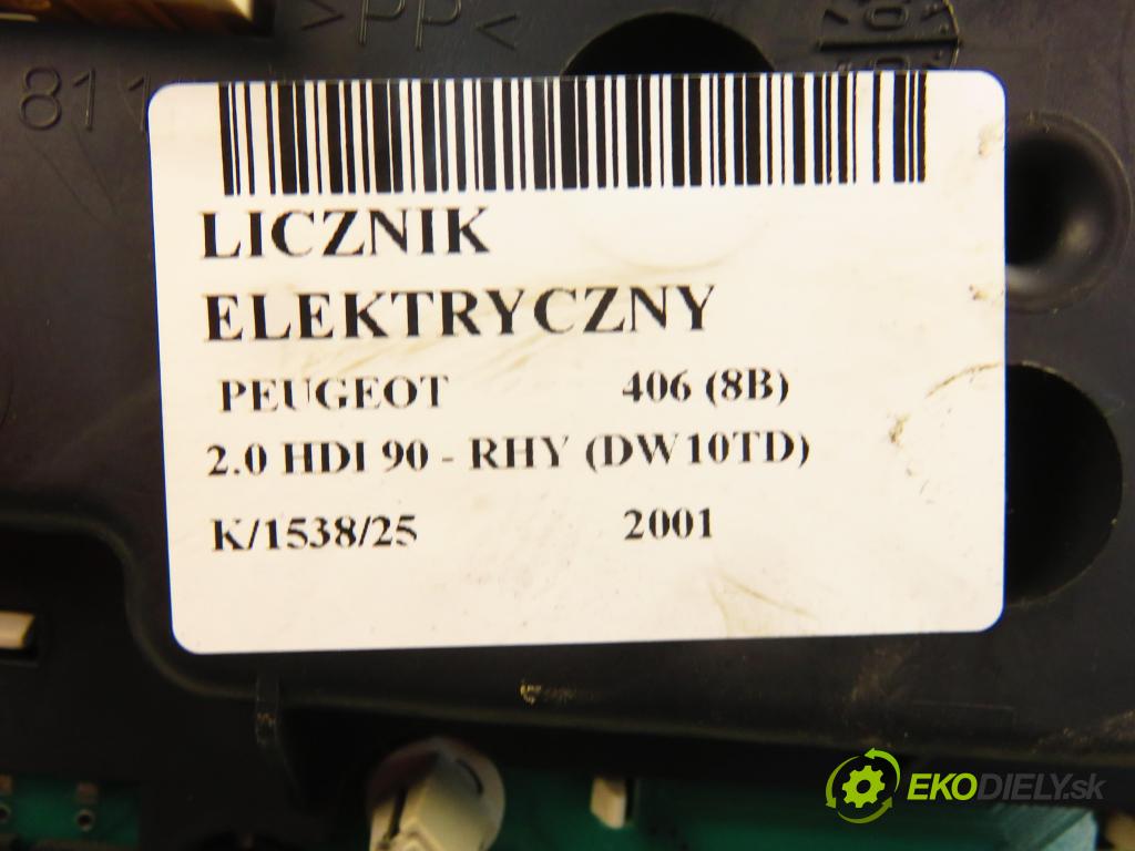 PEUGEOT 406 (8B) SEDAN 2001 66,00 2.0 HDI 90 - RHY (DW10TD) 1997,00 Prístrojovka elektrický 9639940380
