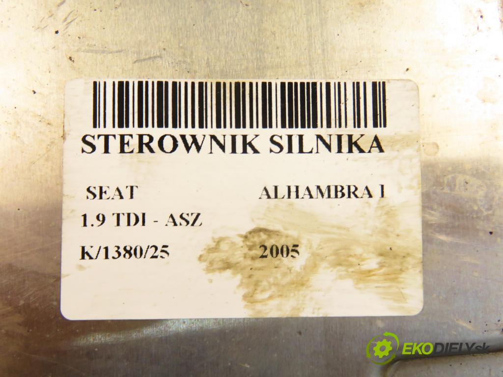 SEAT ALHAMBRA (7V8, 7V9) VAN 2005 96,00 1.9 TDI - ASZ 1896,00 Riadiaca jednotka Motor 038906019NA ; 0281011822