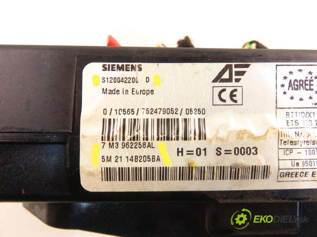 SEAT ALHAMBRA (7V8, 7V9) VAN 2005 96,00 1.9 TDI - ASZ 1896,00 MODUL BSI 7M3962258AL ; 5M2114B205BA ; S120042200D