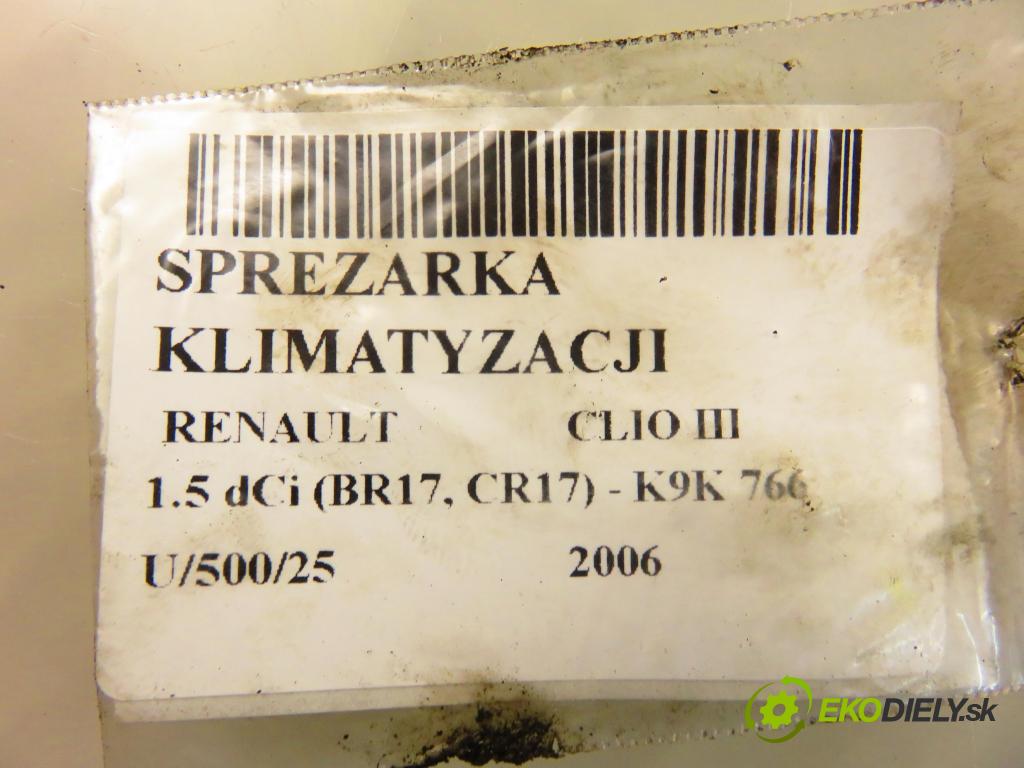 RENAULT CLIO III (BR0/1, CR0/1) HB 2006 63,00 1.5 dCi 86 - K9K 766 1461,00 KOMPRESOR: klimatizace 8200365787 ; 8200365787A (Kompresor klimatizace)