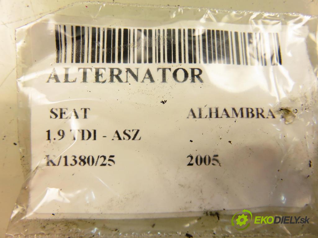 SEAT ALHAMBRA (7V8, 7V9) VAN 2005 96,00 1.9 TDI - ASZ 1896,00 Alternátor 028903030A ; 0124515125 (Alternátor)
