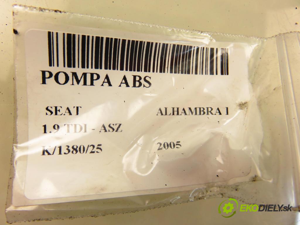 SEAT ALHAMBRA (7V8, 7V9) VAN 2005 96,00 1.9 TDI - ASZ 1896,00 Pumpa ABS 7M3907379E ; 10092503063 (Pumpa ABS)