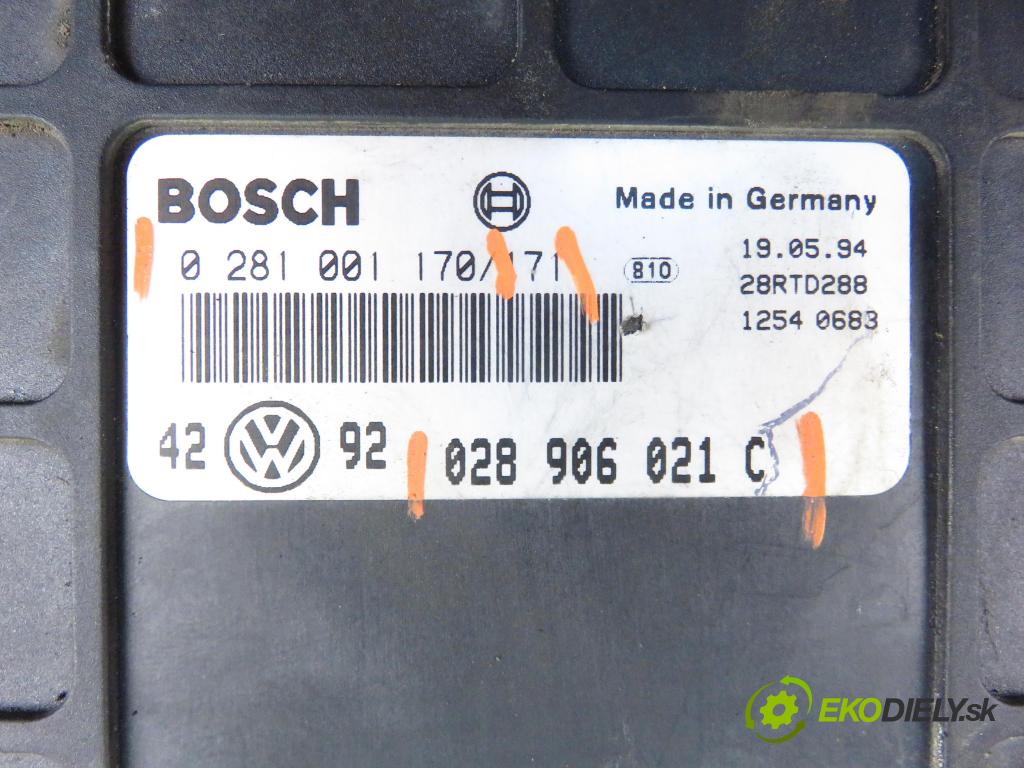 VW VENTO (1H2) SEDAN 1994 66,00 1.9 TDI - 1Z 1896,00 Riadiaca jednotka Motor 0281001170 ; 028906021C