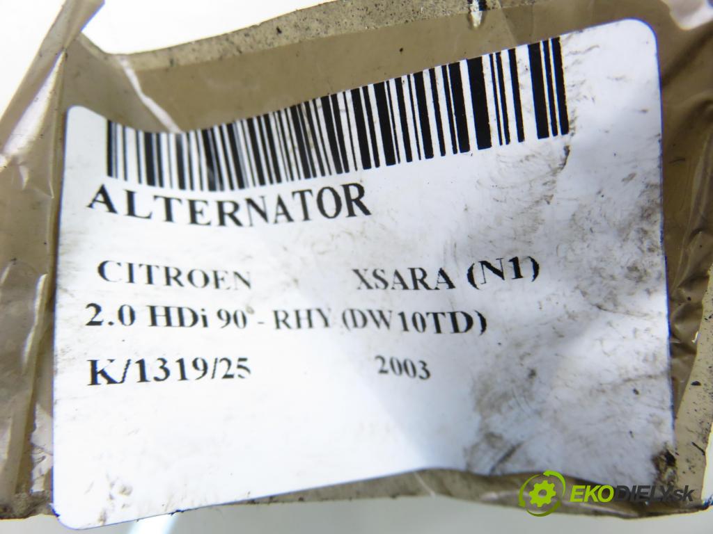 CITROEN XSARA (N1) LIFTBACK 2003 66,00 2.0 HDi 90 - RHY (DW10TD) 1997,00 Alternátor 0124615002 (Alternátor)