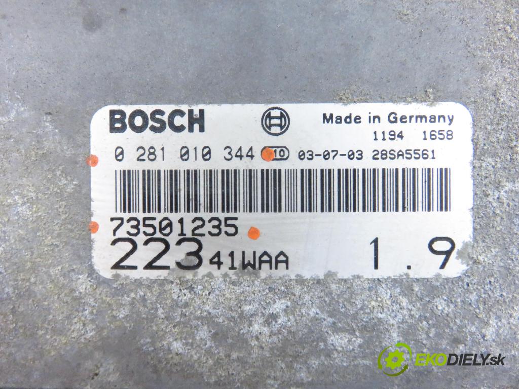 FIAT DOBLO nadwozie wielkoprzestrzenne (MPV) (119_, 223_) KOMBIVAN 2003 74,00 1.9 JTD (223AXE1A) - 223 B2.000 1910,00 Riadiaca jednotka Motor 0281010344 ; 73501235