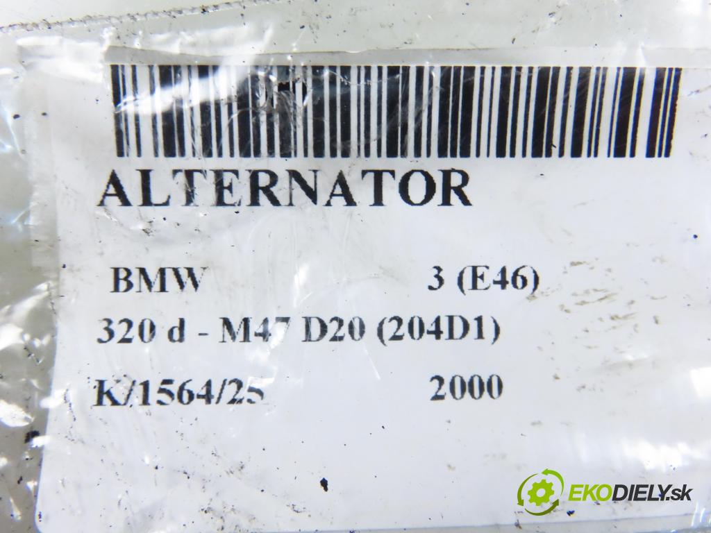 BMW 3 (E46) SEDAN 2000 100,00 320 d 136 - M47 D20 (204D1) 1951,00 Alternátor  (Alternátor)