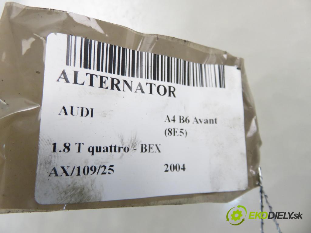 AUDI A4 Avant (8E5, B6) KOMBI 2004 140,00 1.8 T quattro - BEX 1781,00 Alternátor 06B903016AE (Alternátor)