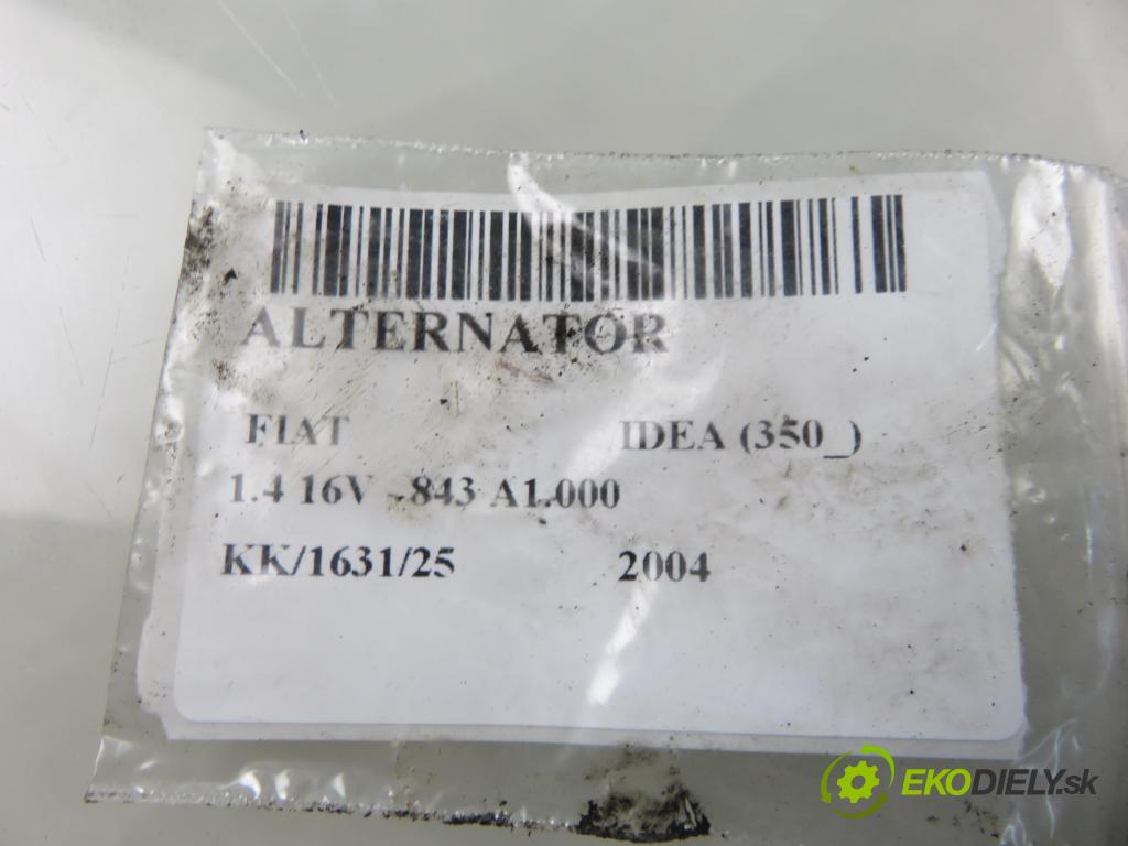 FIAT IDEA (350_) HB 2004 70,00 1.4 16V 95 - 843 A1.000 1368,00 Alternátor  (Alternátor)