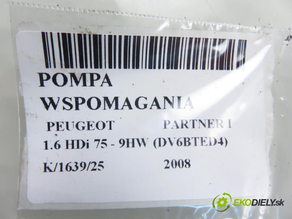 PEUGEOT PARTNER Skrzynia (5_, G_) KOMBIVAN 2008 55,00 1.6 HDi 75 - 9HW (DV6BTED4) 1560,00 Pumpa servočerpadlo 9665709080 (Servočerpadlo)