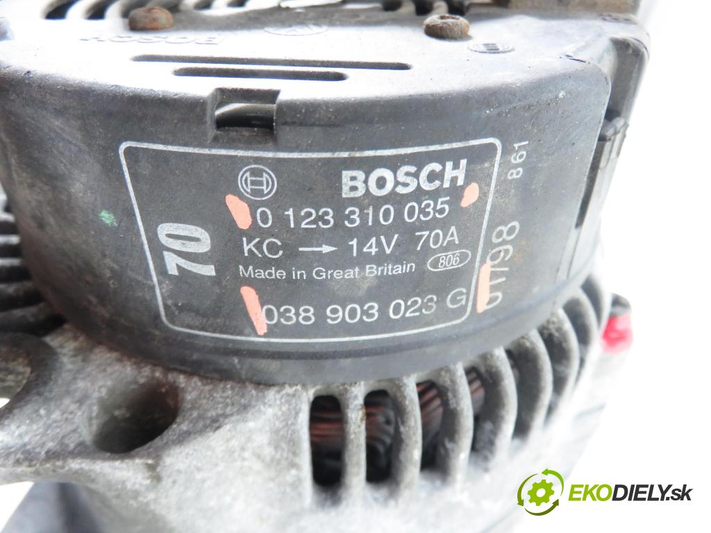 VW GOLF IV (1J1) HB 1998 66,00 1.9 TDI - AGR 1896,00 Alternátor 038903023G ; 0123310035 (Alternátor)