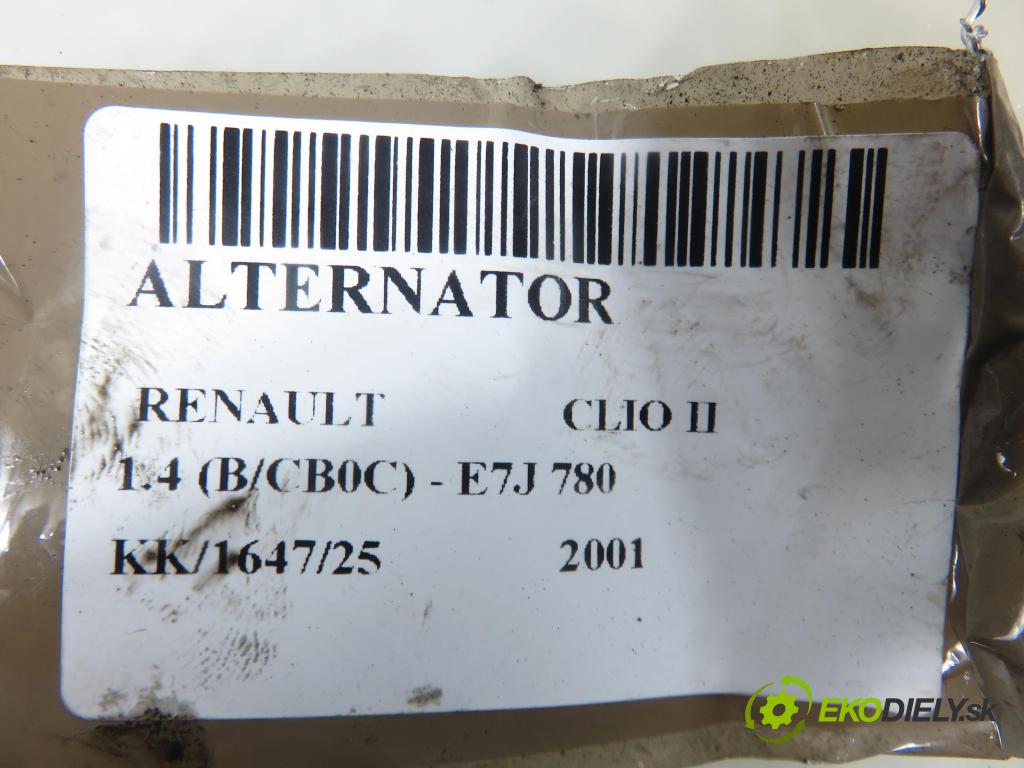 RENAULT CLIO II (BB_, CB_) HB 2001 55,00 1.4 (B/CB0C) - E7J 780 1390,00 Alternátor 7700422237 (Alternátor)
