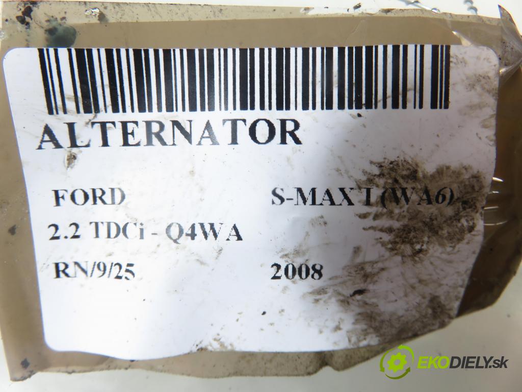 FORD S-MAX (WA6) MINIVAN 2008 129,00 2.2 TDCi - Q4WA 2179,00 Alternátor STX101716 (Alternátor)