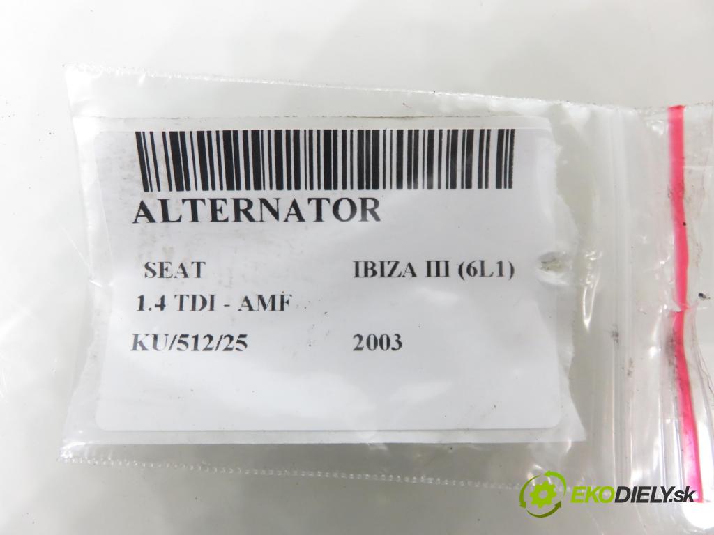 SEAT IBIZA III (6L1) HB 2003 55,00 1.4 TDI 75 - AMF 1422,00 Alternátor A0027 (Alternátor)