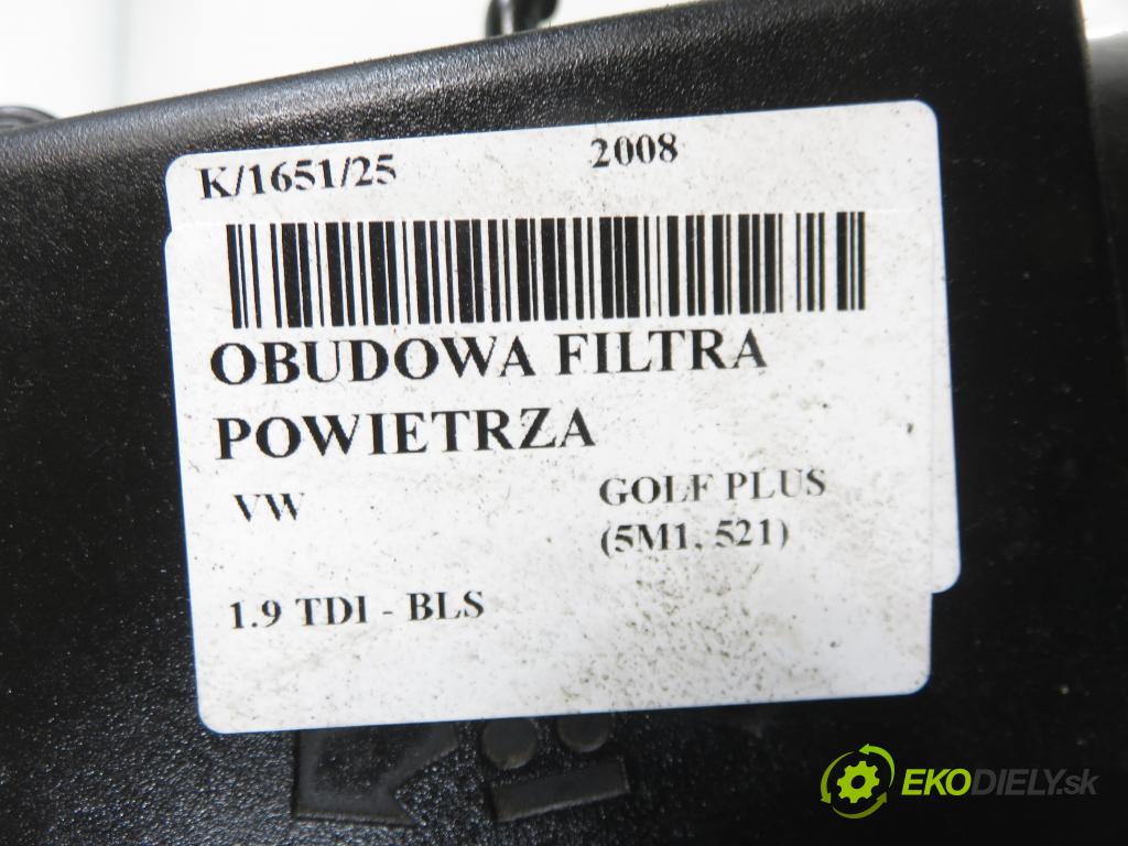 VW GOLF PLUS (5M1, 521) HB 2008 77,00 1.9 TDI - BLS 1896,00 Obal filtra vzduchu 1K0183B ; 3C0129607AF (Obal vzduchového filtra)