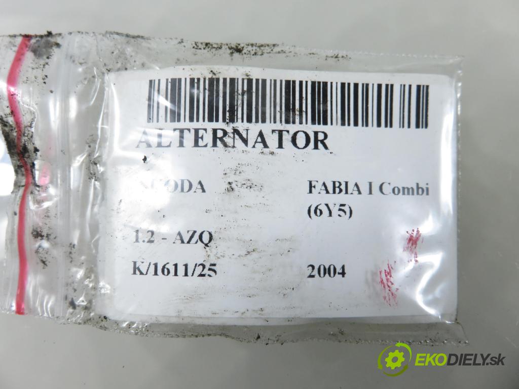 SKODA FABIA I Combi (6Y5) KOMBI 2004 47,00 1.2 - AZQ 1198,00 Alternátor 03D903025H ; SG8B026 (Alternátor)