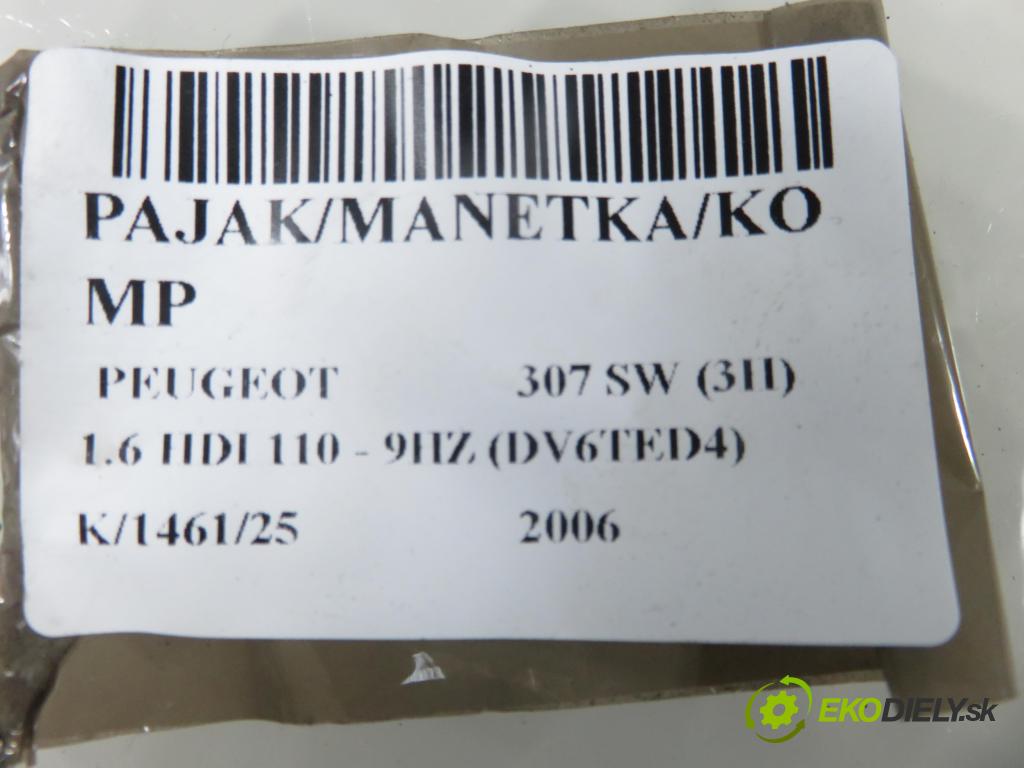 PEUGEOT 307 SW (3H) KOMBI 2006 80,00 1.6 HDI 110 - 9HZ (DV6TED4) 1560,00 páčka/prepínač 96628726XT