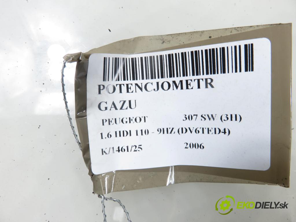 PEUGEOT 307 SW (3H) KOMBI 2006 80,00 1.6 HDI 110 - 9HZ (DV6TED4) 1560,00 Potenciometer plynu 0280755041 ; 9680565880 (Potenciometer plynového pedálu)