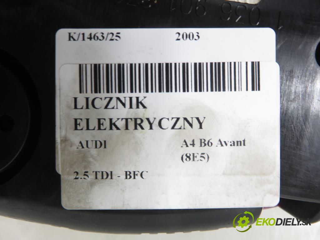 AUDI A4 Avant (8E5, B6) KOMBI 2003 120,00 2.5 V6 TDI 163 - BFC 2496,00 Prístrojovka elektrický 8E0920900K ; 0263626035