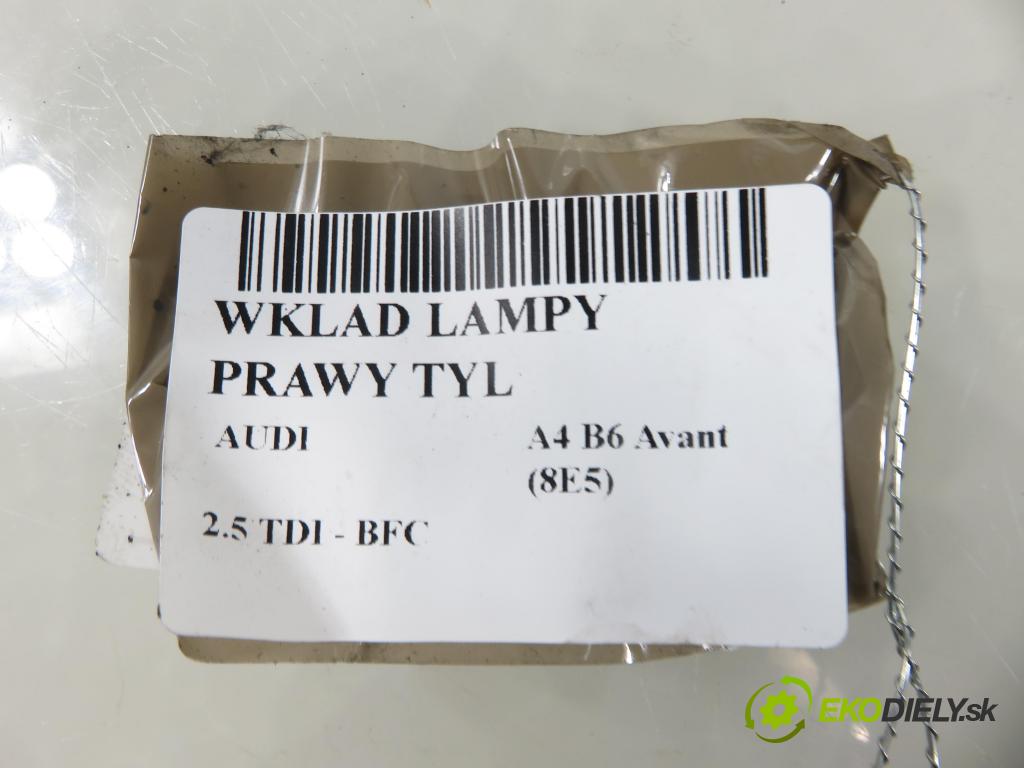 AUDI A4 Avant (8E5, B6) KOMBI 2003 120,00 2.5 V6 TDI 163 - BFC 2496,00 vložka svetla pravy zadné 8E9945258