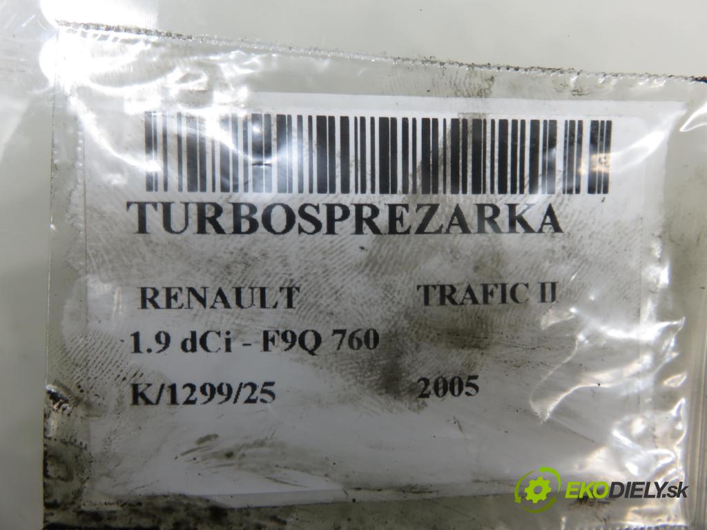 RENAULT TRAFIC II Skrzynia (FL) FURGON 2005 74,00 1.9 dCi - F9Q 760 1870,00 Turbodúchadlo 8200046681 (Turbodúchadlo (kompletné))