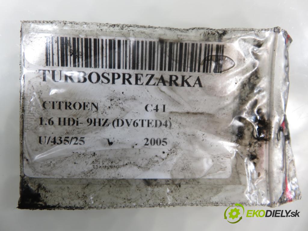 CITROEN C4 I (LC_) HB 2005 80,00 1.6 HDi 109 - 9HZ (DV6TED4) 1560,00 RYCHLONABÍJEČKA: 9663199280 (Kompletní turbodmychadlo)
