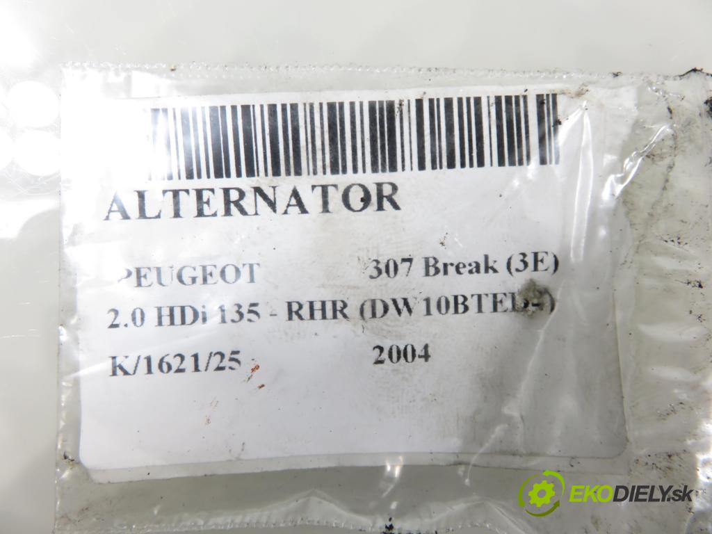 PEUGEOT 307 Break (3E) KOMBI 2004 0,00 2.0 HDi 135 - RHR (DW10BTED4) 1997,00 Alternátor 9646321880 ; 0124525035 (Alternátor)