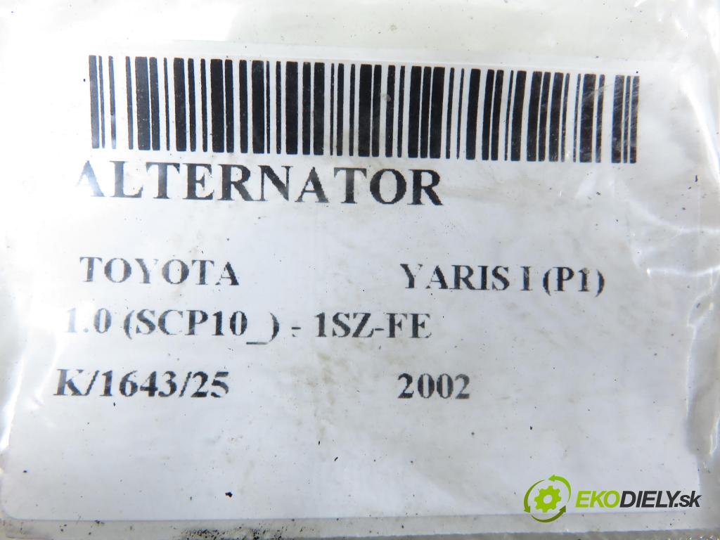 TOYOTA YARIS (_P1_) HB 2002 50,00 1.0 VVT- i 68 - 1SZ-FE 998,00 Alternátor 270600J010 (Alternátor)