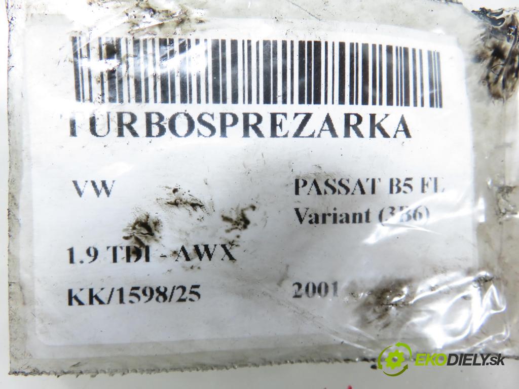 VW PASSAT B5.5 Variant (3B6) KOMBI 2001 96,00 1.9 TDI - AWX 1896,00 RYCHLONABÍJEČKA: 038145702J (Kompletní turbodmychadlo)