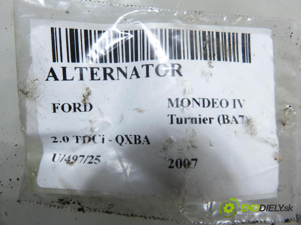 FORD MONDEO IV Turnier (BA7) KOMBI 2007 103,00 2.0 TDCi - QXBA 1997,00 Alternátor 7G9N10300EA ; 01216150280 (Alternátor)