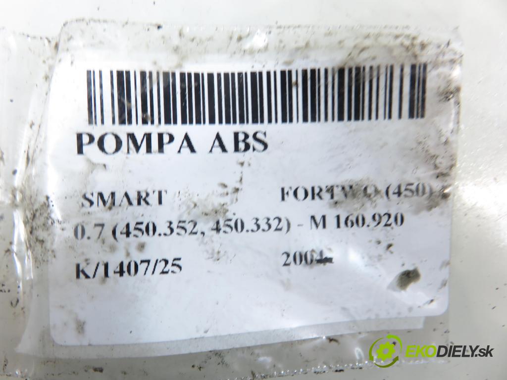 SMART FORTWO Coupe (450) HB 2004 45,00 0.7 (450.352, 450.332) - M 160.920 698,00 Pumpa ABS 0265950077 (Pumpa ABS)