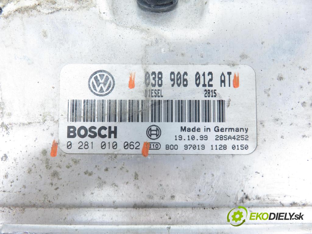 SEAT LEON (1M1) HB 1999 81,00 1.9 TDI - AHF 1896,00 Riadiaca jednotka Motor 038906012AT ; 0281010062