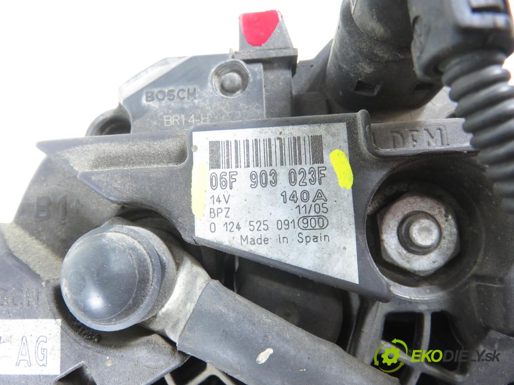 VW PASSAT B6 (3C2) SEDAN 2005 77,00 1.9 TDI PD 105 - BKC 1896,00 Alternátor 06F906023F (Alternátor)
