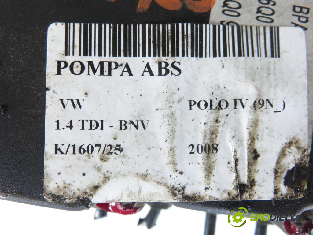 VW POLO (9N_) HB 2008 59,00 1.4 TDI - BNV 1422,00 Pumpa ABS 0265800511 ; 6Q0614117S ; 0265281712 (Pumpa ABS)