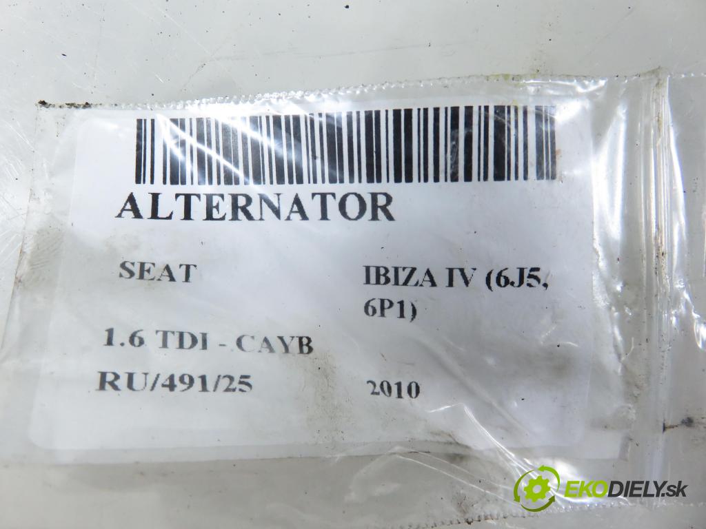 SEAT IBIZA IV (6J5, 6P1) HB 2010 66,00 1.6 TDI - CAYB 1598,00 Alternátor 06F903023F (Alternátor)