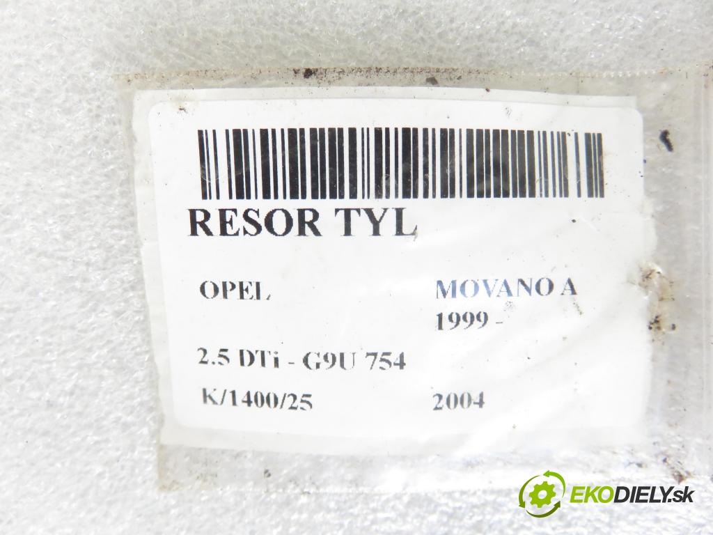 OPEL MOVANO Furgon (X70) FURGON 2004 0,00 2.5 DTi - G9U 754 2464,00 Listové pero zadné