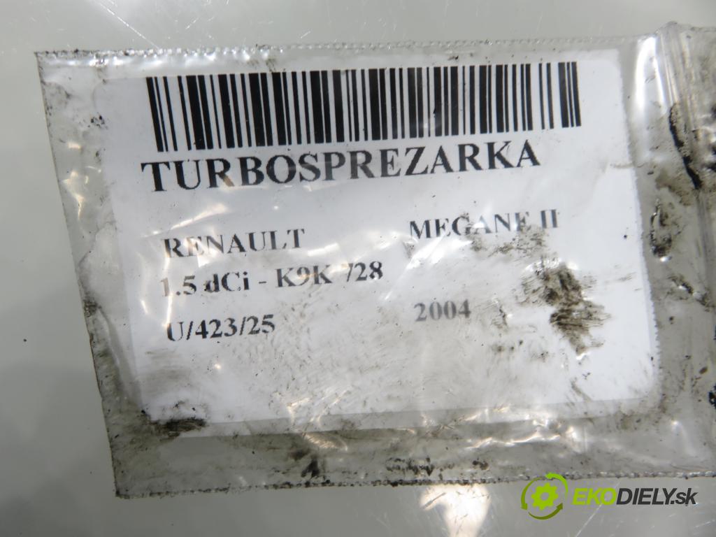 RENAULT MEGANE II (BM0/1_, CM0/1_) HB 2004 0,00 1.5 dCi - K9K 728 1461,00 RYCHLONABÍJEČKA: 54399700002 (Kompletní turbodmychadlo)