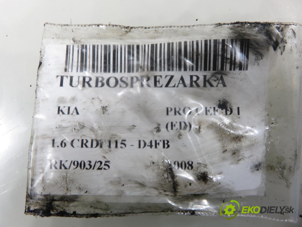 KIA PRO CEE'D (ED) HB 2008 85,00 1.6 CRDi 115 - D4FB 1582,00 RYCHLONABÍJEČKA: 282012A400 (Kompletní turbodmychadlo)
