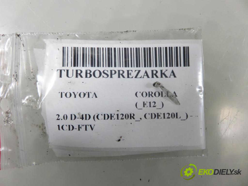 TOYOTA COROLLA (_E12_) HB 2004 66,00 2.0 D-4D 1995,00 RYCHLONABÍJEČKA: 172010G010 (Kompletní turbodmychadlo)